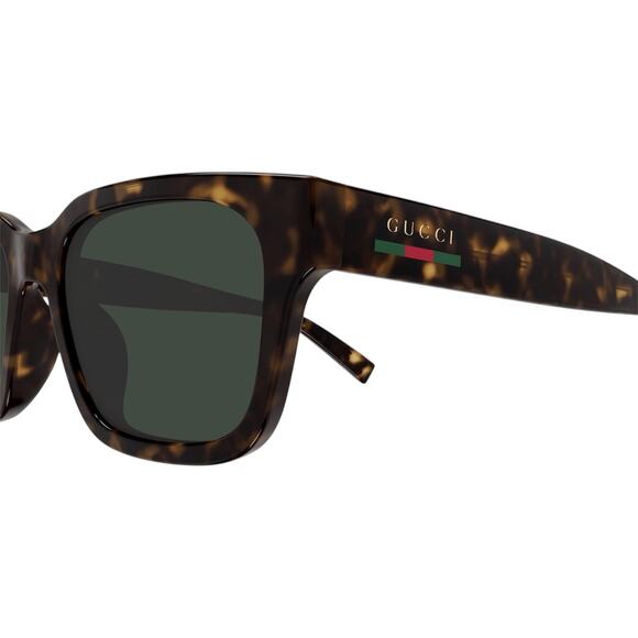New GUCCI Sunglasses Brown Gold Red Green Web 55-20-145 mm Mens Square - Picture 3 of 9